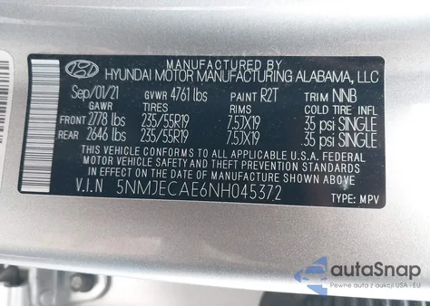 2022 Hyundai Tucson Limited from USA, damaged, VIN 5NMJECAE6NH045372
